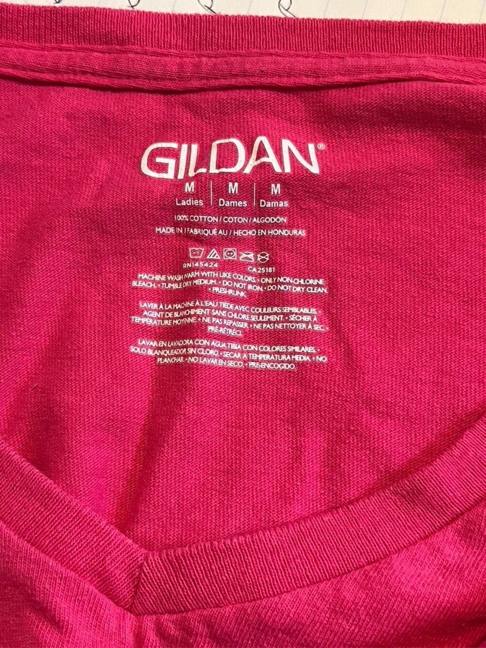 Pink t-shirt with comedic phrase printed